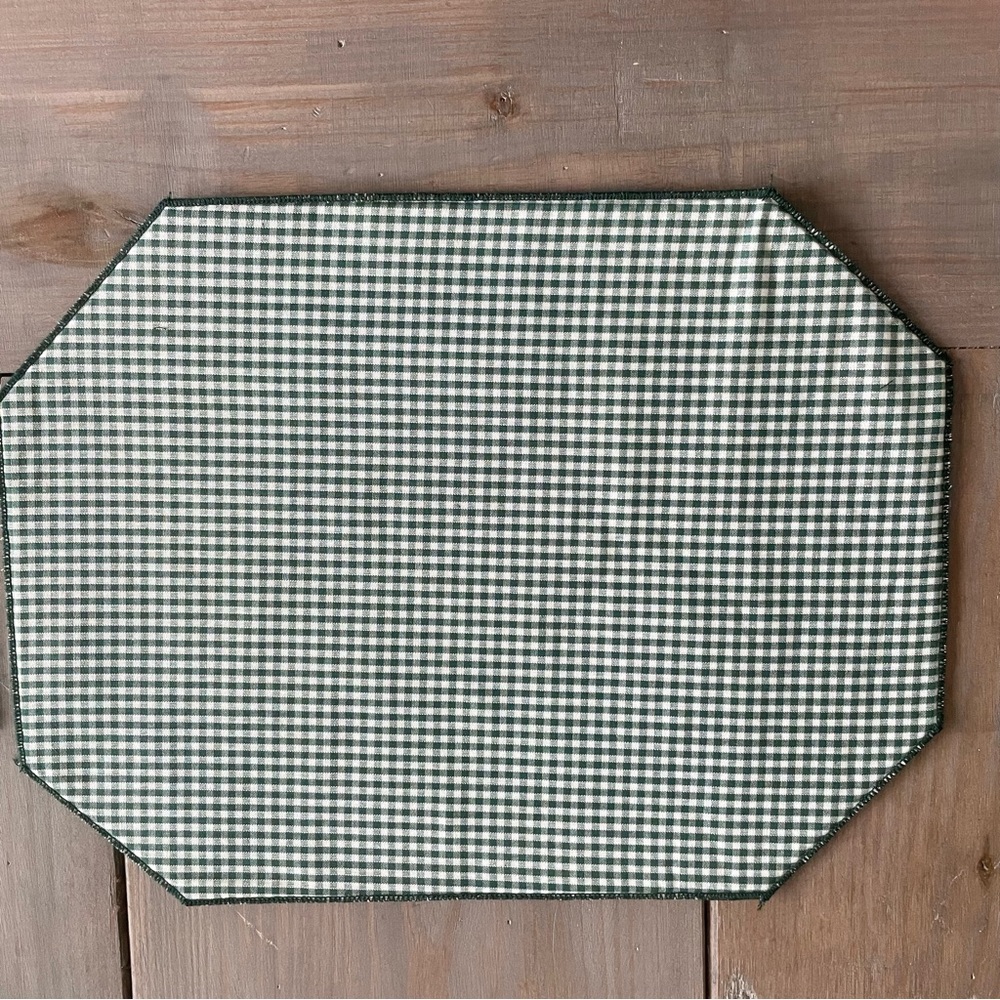 Vintage Gingham & Gold Placemats Set of 4